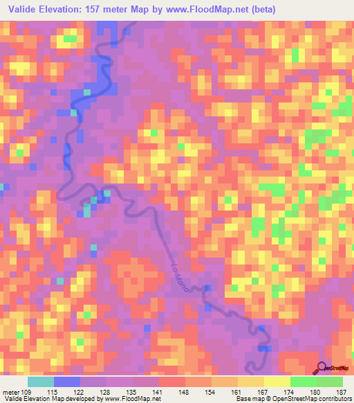 Valide,French Guiana Elevation Map