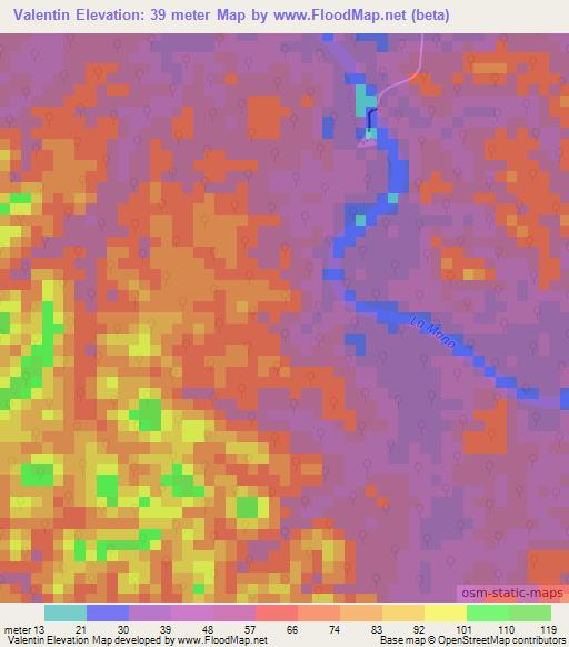 Valentin,French Guiana Elevation Map