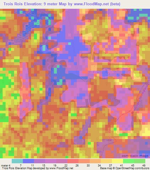 Trois Rois,French Guiana Elevation Map