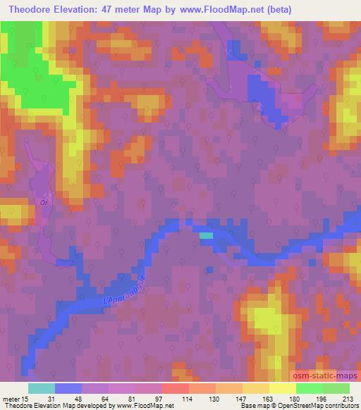 Theodore,French Guiana Elevation Map