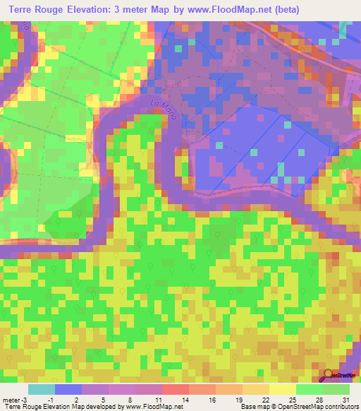 Terre Rouge,French Guiana Elevation Map
