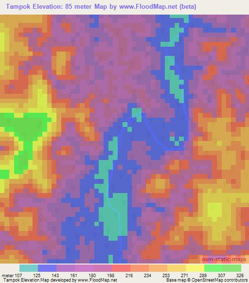 Tampok,French Guiana Elevation Map
