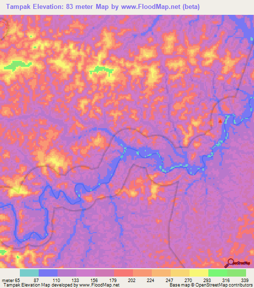 Tampak,French Guiana Elevation Map