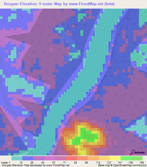 Stoupan,French Guiana Elevation Map