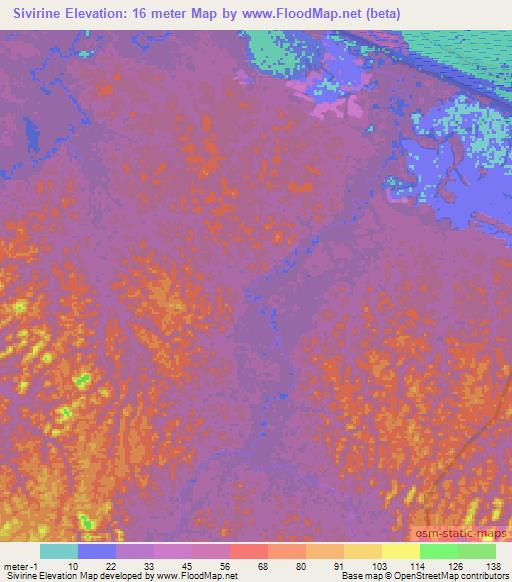 Sivirine,French Guiana Elevation Map