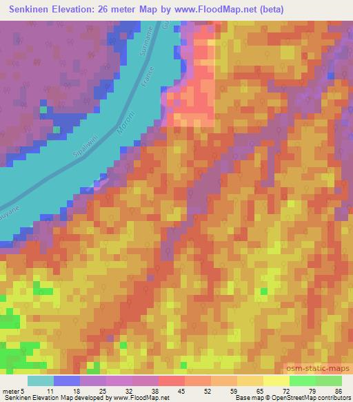 Senkinen,French Guiana Elevation Map