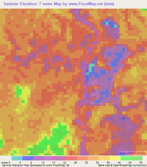 Saulnier,French Guiana Elevation Map