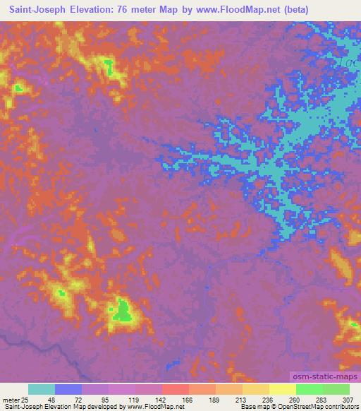Saint-Joseph,French Guiana Elevation Map