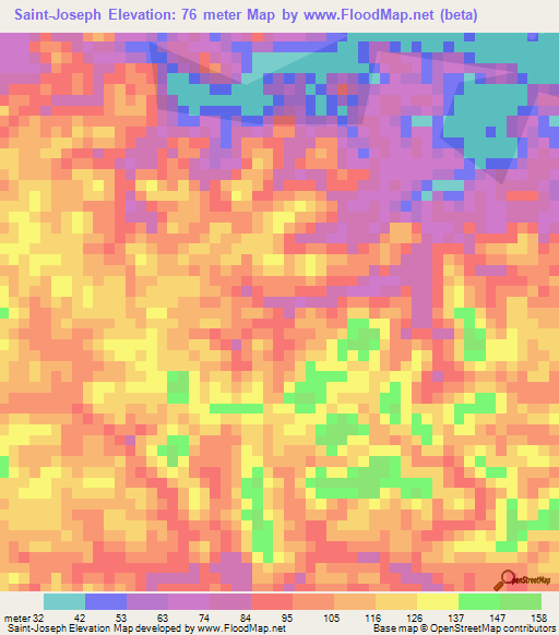 Saint-Joseph,French Guiana Elevation Map