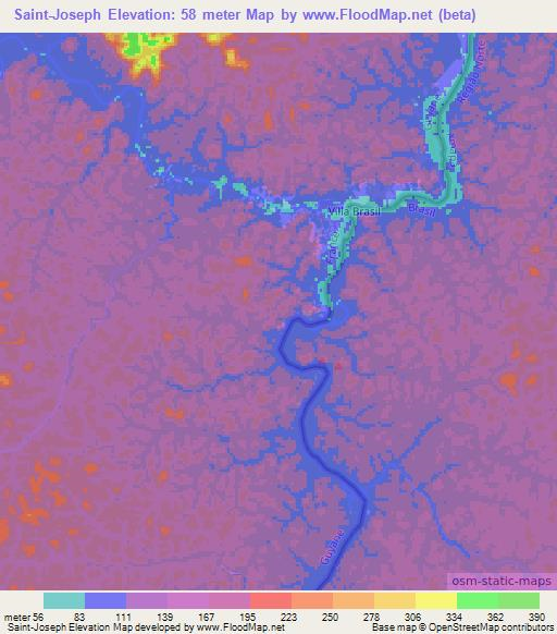 Saint-Joseph,French Guiana Elevation Map