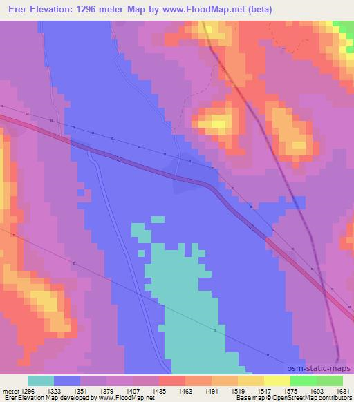 Erer,Ethiopia Elevation Map