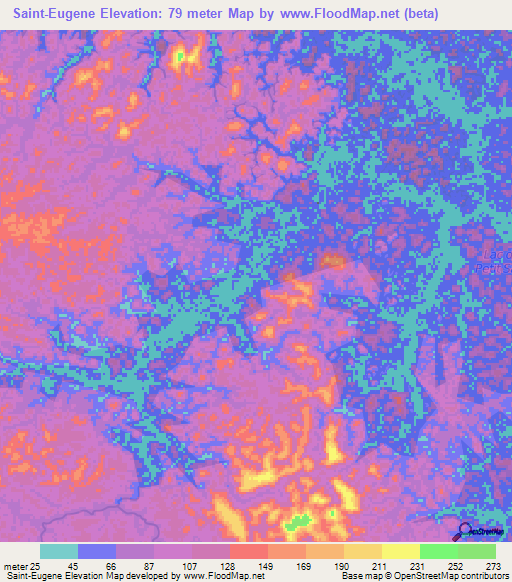 Saint-Eugene,French Guiana Elevation Map