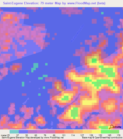Saint-Eugene,French Guiana Elevation Map