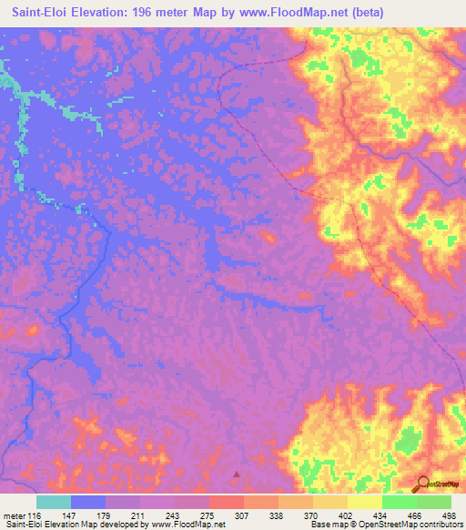 Saint-Eloi,French Guiana Elevation Map