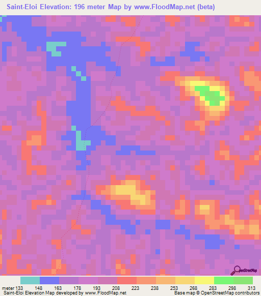 Saint-Eloi,French Guiana Elevation Map