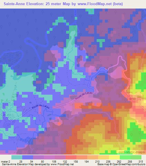 Sainte-Anne,French Guiana Elevation Map