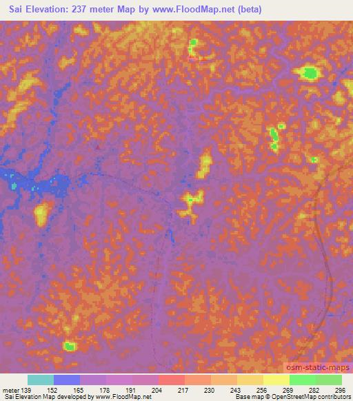 Sai,French Guiana Elevation Map