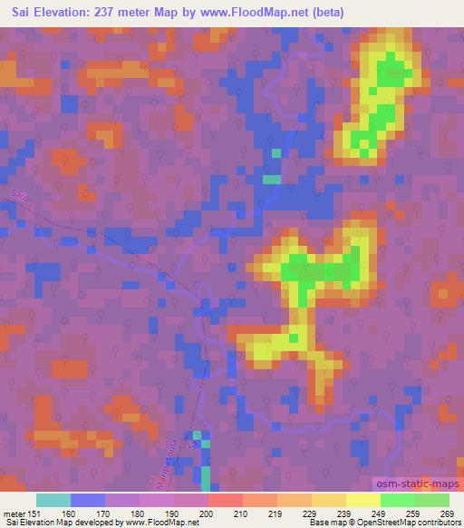 Sai,French Guiana Elevation Map