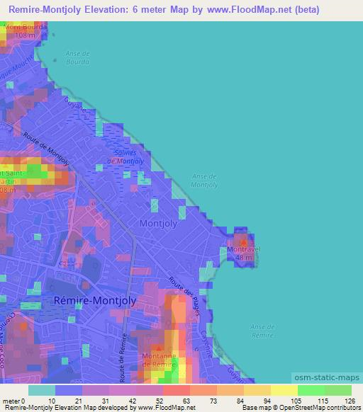 Remire-Montjoly,French Guiana Elevation Map
