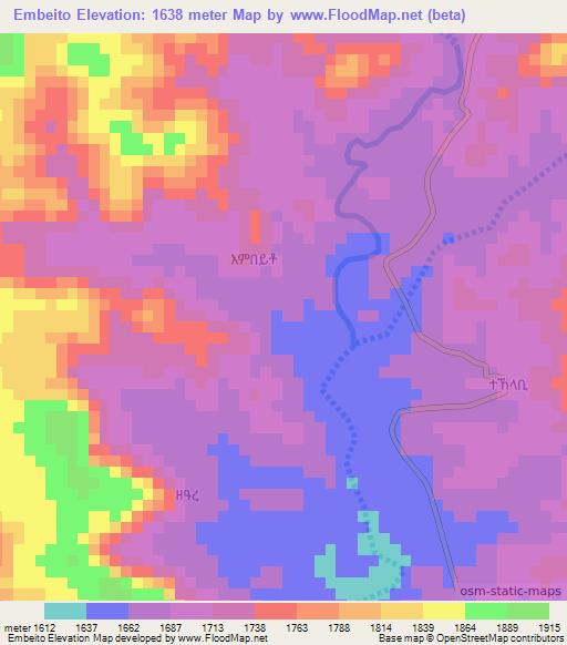 Embeito,Eritrea Elevation Map