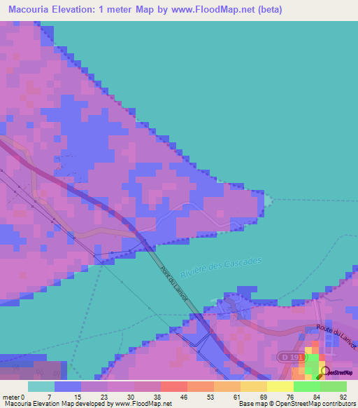 Macouria,French Guiana Elevation Map