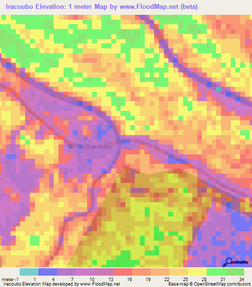 Iracoubo,French Guiana Elevation Map