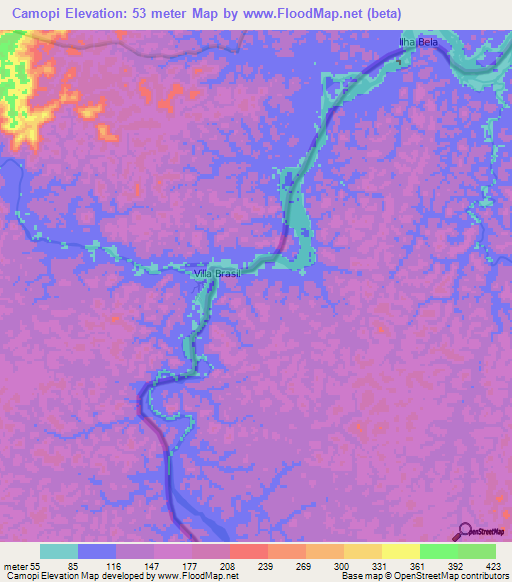 Camopi,French Guiana Elevation Map