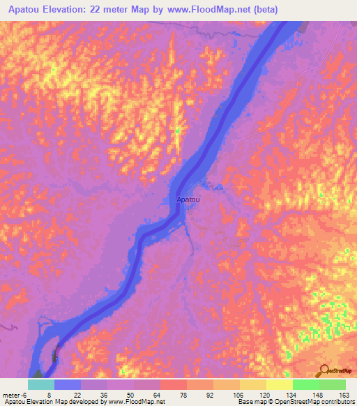 Apatou,French Guiana Elevation Map