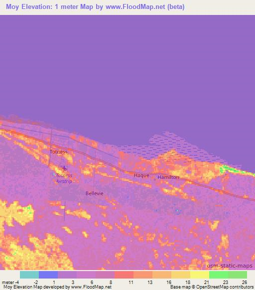 Moy,Suriname Elevation Map