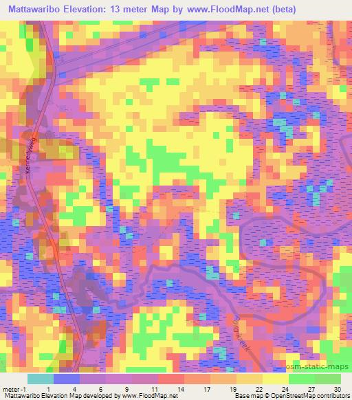 Mattawaribo,Suriname Elevation Map