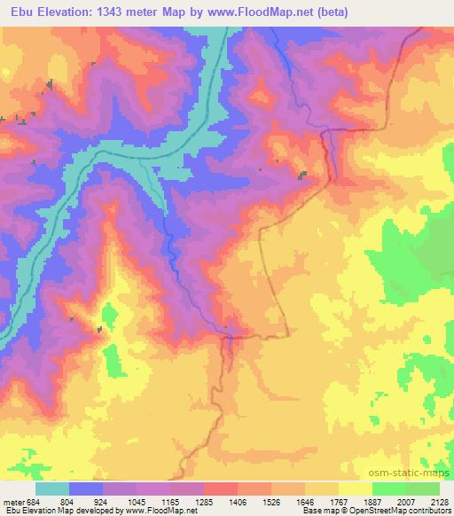 Ebu,Ethiopia Elevation Map