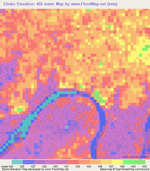 Eboko,Ethiopia Elevation Map