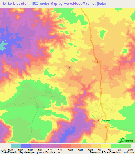 Dirko,Eritrea Elevation Map