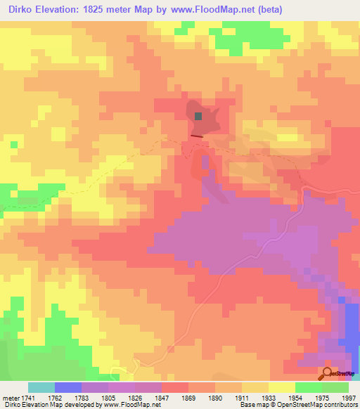 Dirko,Eritrea Elevation Map