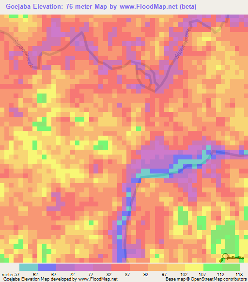 Goejaba,Suriname Elevation Map