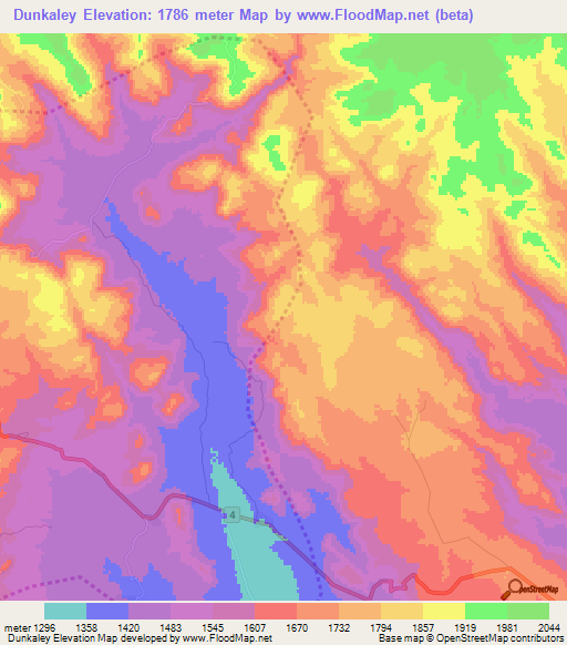 Dunkaley,Ethiopia Elevation Map