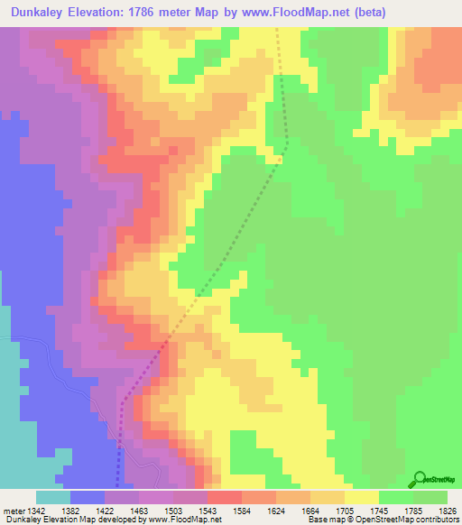 Dunkaley,Ethiopia Elevation Map