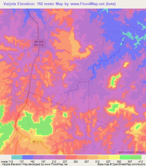 Varjota,Brazil Elevation Map