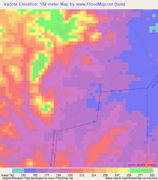 Varjota,Brazil Elevation Map