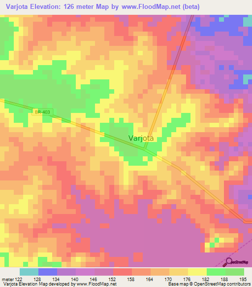 Varjota,Brazil Elevation Map