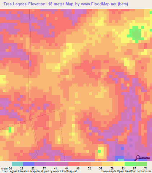 Tres Lagoas,Brazil Elevation Map