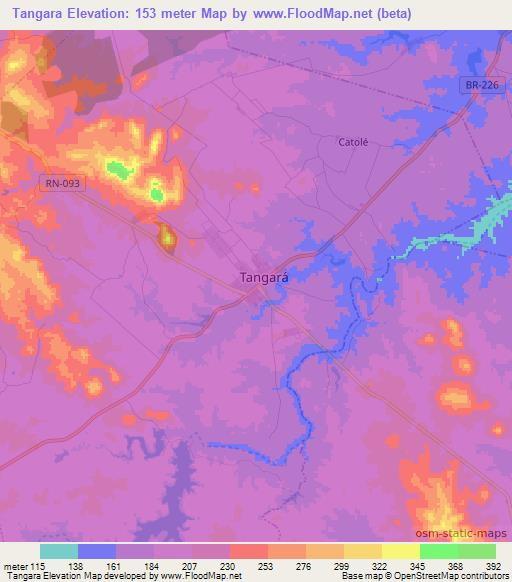 Tangara,Brazil Elevation Map