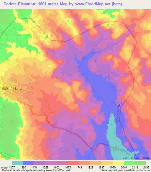 Dodota,Ethiopia Elevation Map