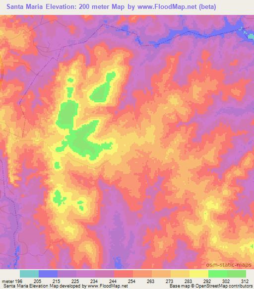 Santa Maria,Brazil Elevation Map