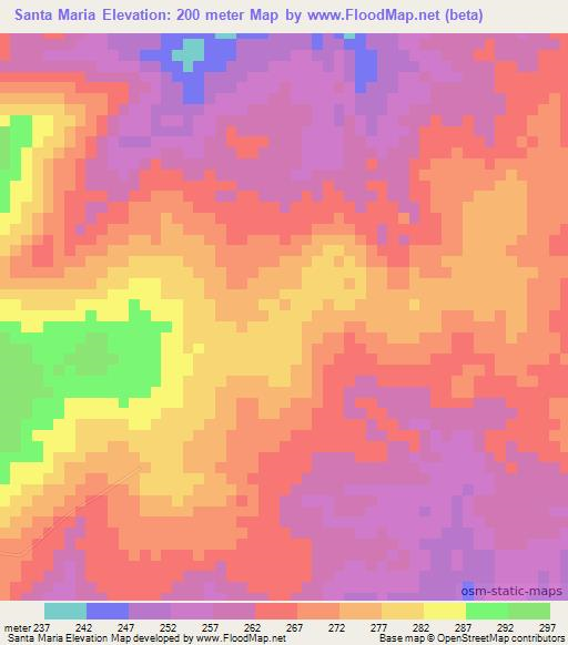 Santa Maria,Brazil Elevation Map
