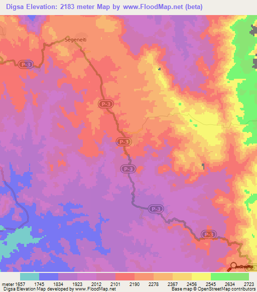 Digsa,Eritrea Elevation Map