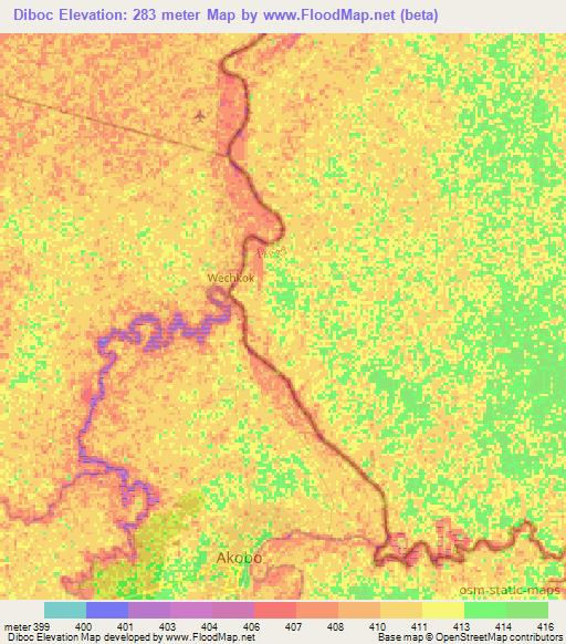 Diboc,Ethiopia Elevation Map