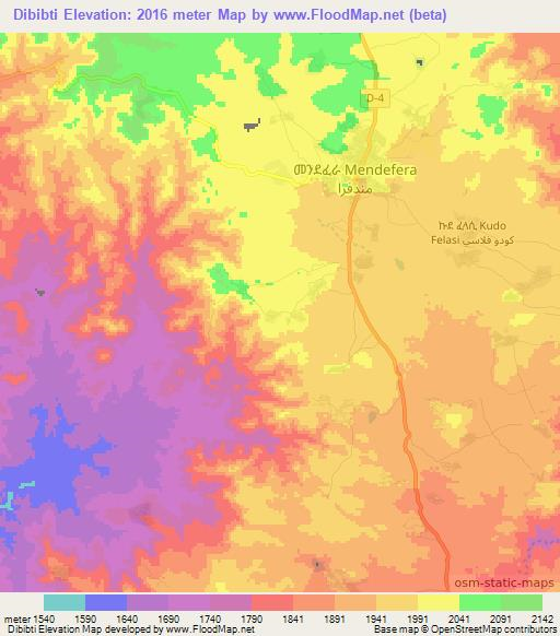 Dibibti,Eritrea Elevation Map
