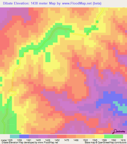 Dibate,Ethiopia Elevation Map