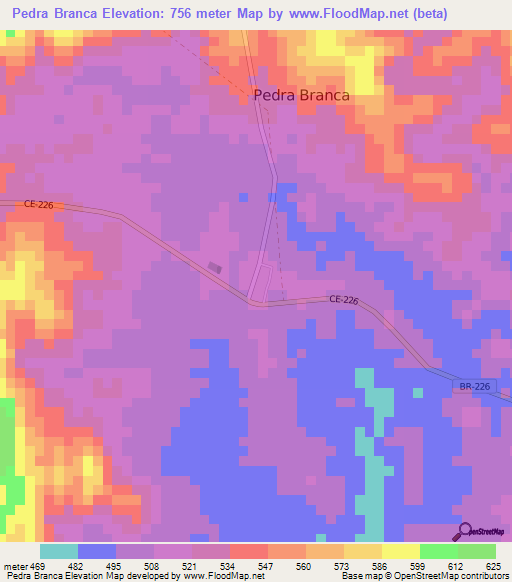 Pedra Branca,Brazil Elevation Map